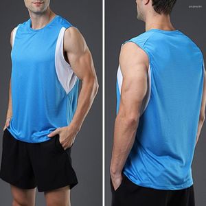 Débardeurs pour hommes gilet de musculation à la mode hommes minces extensible absorbant la sueur lâche Patchwork couleur haut de Fitness