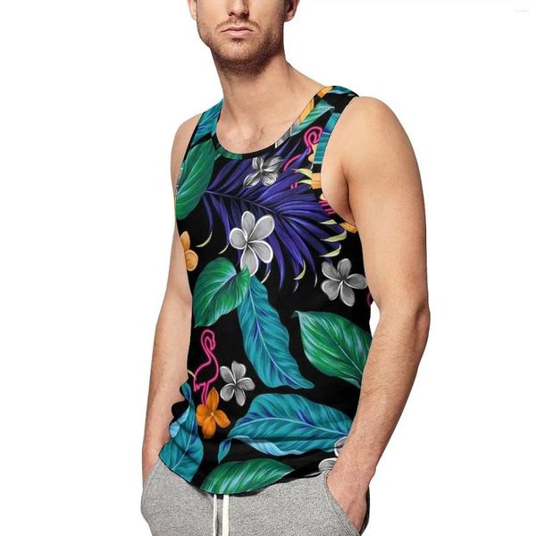 Débardeurs pour hommes Tropical Floral Print Summer Top Neon Tropicana Bodybuilding Hommes Custom Sportswear Chemises sans manches Plus Taille 4XL 5XL