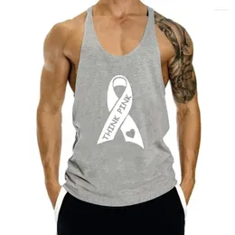 Camisetas sin mangas para hombres TSDFC Think Pink Ribbon White Youth's Top Hombres Concientización sobre el cáncer de mama Mujeres unisex