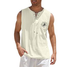 Heren tanktops turtle nek thirt mannelijke lente en zomer casual sport mouwloze top katoenen linnen vest schilderij fitness spier topmannen's