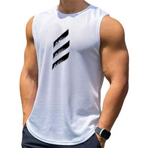 Herentanktops Ultra dunne snelle en droge fitness Vest Heren Fitness Mouwloos shirt Heren Casual gestreepte Single Vest Zomeropleiding Dessl2403L2403