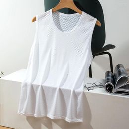 Heren tanktops Ondergoed Vest Grijs IJszijde Spandex Transparant onderhemd Wit Worstelen 95% Polyester 5%