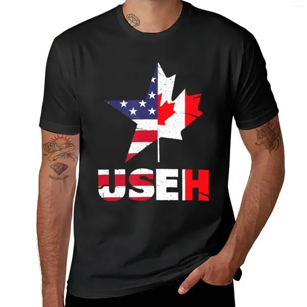 Camisetas para hombres de los hombres US eh Funny Canada Flag American Flag Camiseta para una edición de niño camisa de moda coreana camisetas