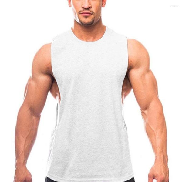 Débardeurs pour hommes Gilet Gym Hommes Muscle Sans Manches Slim Fit T-shirt Bodybuilding Col Rond Fitness Marque