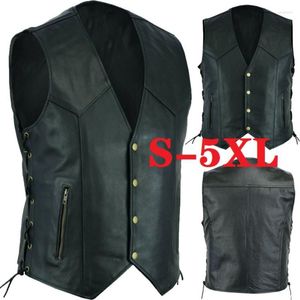 Heren Tank Tops Vest Leer Punk Mode Casual Jas Motorfiets Side Bandage Mannen Effen Tanks Vloot