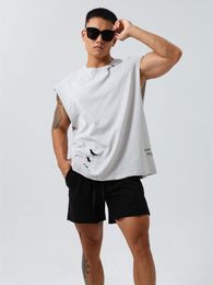 Herren Tanktops Weste Trend Fashion Loch reine Baumwolle Lose große Version von Fitness -Kleidung Männer Sport Basketball Sporthemd trainieren