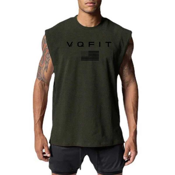 Camas de tanques para hombres Vqfit Diseño de la bandera americana ropa de gimnasio para hombres verano Camshondeo suelto de fitness Fitness Fitness Fitness Toque