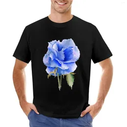 Tanktops voor heren Aquarel helderblauwe roos bloem T-shirt Leuke kleding Effen oversized T-shirt heren
