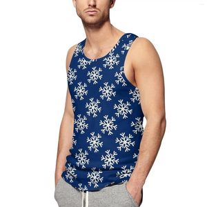 Heren tanktops Winter Witte Sneeuwvlok Dagelijkse top Kerst Gym Man Aangepaste streetwear Mouwloze vesten Plus Size 4XL 5XL