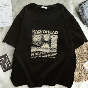 Camisetas sin mangas para hombre Camiseta para mujer Radiohead Estampado vintage para hombre Camisetas unisex de gran tamaño Hip Hop Rock Band Álbum de música Camiseta Harajuku Top masculino