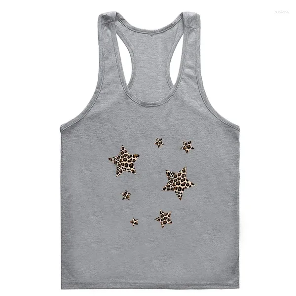 Camisetas sin mangas para hombres Mujeres Top Hombres Leopardo Estrella Linda Impresión Moda 90s Sin mangas Verano Gimnasio T-tanque MenFemale