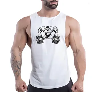 Tanktops voor heren Y2k Comfortabel ademend vest Zomer Mode Sportstijl Fitness Heren Indoor Casual 2D Mech Barbell Print Gym