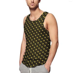 Heren tanktops Geel Daisy Top Leuke bloemenprint Sportkleding Zomer Bodybuilding Mannen Ontwerp Mouwloze shirts 3XL 4XL 5XL