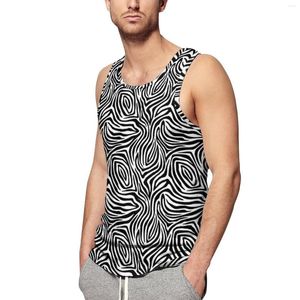 Camisetas sin mangas para hombre, Top diario a rayas de cebra, chalecos sin mangas estampados a la moda para entrenamiento en blanco y blanco, talla grande 4XL 5XL