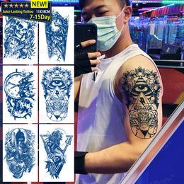 Tatouages pour hommes autocollants de fierté 2 semaines de longue durée du diable semi-permanente horloge du crâne art corporel autocollants tatouages temporaires