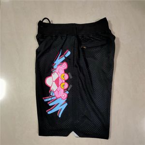 Heren Team Basketbal Korte Wit Roze Zwarte Kleur Fan's Sport Stitched Shorts Hip Pop Elastische Taille Broek met Pocket Rits Sweatpants in Size S- 2XL