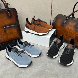 Zapatillas deportivas de punto elástico para hombre, zapatos deportivos portátiles transpirables con punta redonda, cómodos, tipo calcetín para correr, marca de diseñador