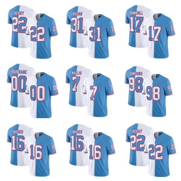 Hombre Tennessee''titans''derrick Henry Ryan Tannehill Personalizado Blanco/azul 2023 F.U.S.E.Camiseta Split Vapor Limited Throwback Football Ed