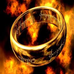Heren Lord of the Ring power pure wolfraamstaal vergulde ringen power vinger Ring212K