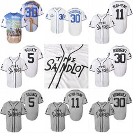 Maillot de baseball The Sandlot Benny Movie pour hommes 30 The Jet Rodriguez 5 Michael Squints Palledorous 11 Alan Yeah-Yeah McClennan Cousu Gris Blanc Bleu