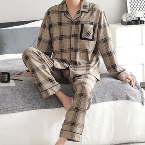 Pyjamas thermiques pour hommes ensembles à manches longues pantalons longs costume de ménage décontracté hiver automne vêtements à carreaux motif vêtements de nuit 240314