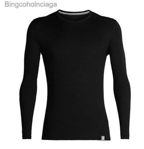 Sous-vêtements thermiques pour hommes 100% laine mérinos couche de base chemise thermique à manches longues pour hommes 180G sous-vêtement thermique léger en laine mérinos haut baselayer de tous les joursL231011