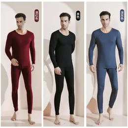 Heren Thermisch Ondergoed 2023 Mannelijke 2 Stuks Set Nachtkleding Zachte Herfst Winter Lange Mouw Dieptepunt Top Naadloze Dikke Warme lingerie 3xl