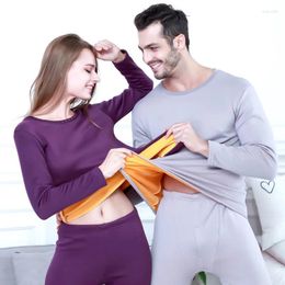 Ropa interior térmica para hombres 2023 Conjunto de invierno para hombres Mujeres Long Johns Fleece Mantener caliente Grueso Plus Terciopelo Homewear