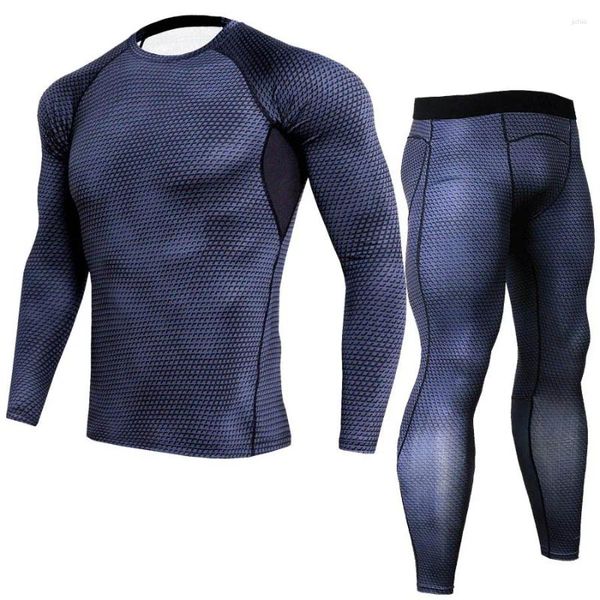 Sous-vêtements thermiques pour hommes 2024 Rashguard MMA Compression Vêtements Costume Hauts T-shirts Couche de Base Leggings Hommes Bodybuilding Crossfit T-Shirt