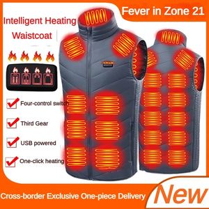 Thermisch ondergoed voor heren 21 verwarmingszones Smart Heren Winter USB Elektrisch verwarmingsvest Jas Kleding Ski Winter Warm verwarmingskussen Thermisch vest 231213