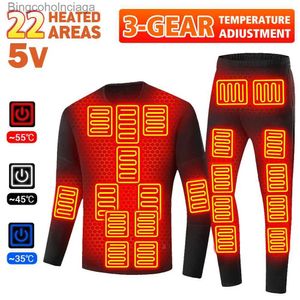 Thermisch ondergoed voor heren 22 gebieden Verwarmd ondergoed Heren Winter Thermisch verwarmd jack USB Elektrische verwarming Kleding Heren Skipak Moto Thermisch ondergoedL231011