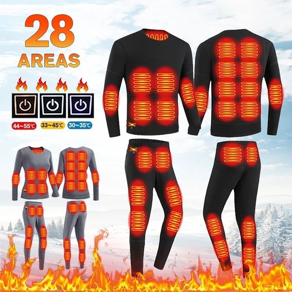Sous-vêtement thermique pour hommes 28 zones chauffées hiver femmes hommes accessoires de sport équipement de veste électrique 231206