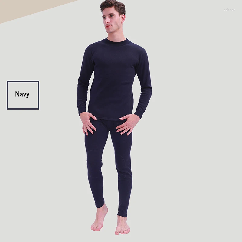 Men's Thermal Underwear 2pcs Men Winter O-Neck Suit Keep Warm Sleepwear Tops Pants Set Long Johns Bielizna Termiczna