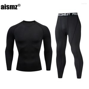 Sous-vêtements thermiques pour hommes Aismz Gym pour hommes Jogging Première couche Homme Thermo Set XXXL Seconde peau Compression Fitness Rashgard Male Long John