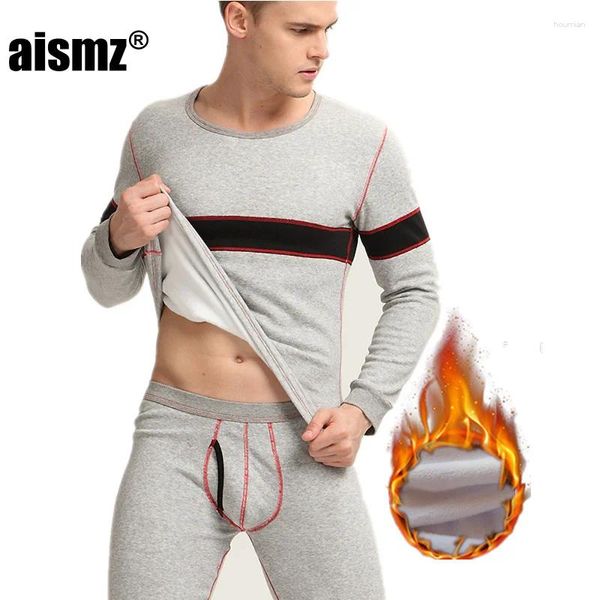 Sous-vêtements thermiques pour hommes Aismz hiver polaire longs caleçons épais coton cachemire col rond thermiques