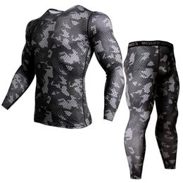 Thermisch ondergoed voor heren Compressie Sportondergoed voor heren MMA rash guard Fitnesslegging voor heren Jogging T-shirt Sneldrogend Gym training Sportpak 4XL 230907