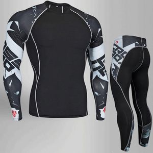 Heren thermisch ondergoed Compressie Sport ondergoed MMA Rash Guard Mannelijke fitness leggings joggen t-shirt snel droge gym workout sportpak 4xl 221117