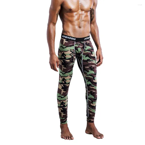 Sous-vêtement thermique homme coton Lon Jons mode homme Camouflae Lein pantalon chaud caleçon mésange d'hiver