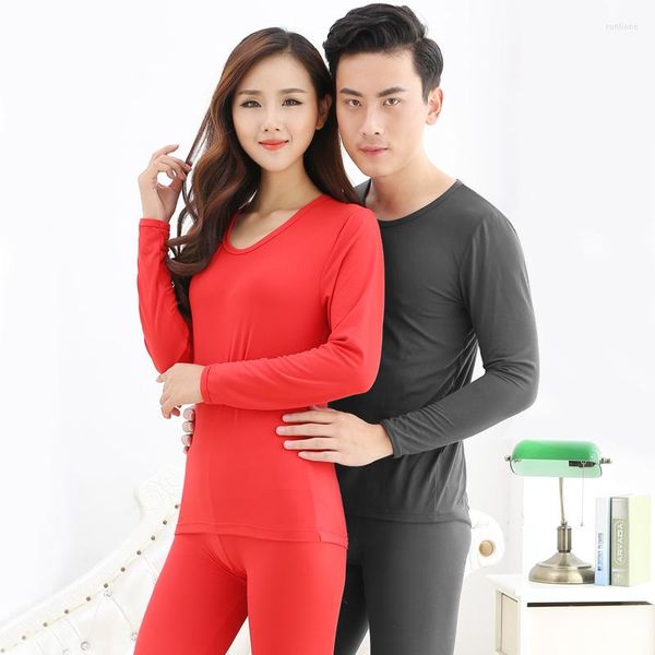 Sous-vêtement thermique homme Couple rasé hommes et femmes Base automne hiver couleur unie mince coton Long Johns costume