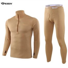 Sous-vêtement thermique homme ESDY haut d'hiver qualité ensembles hommes Compression polaire sueur séchage rapide Thermo homme vêtements