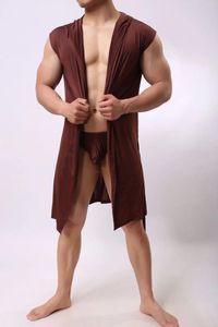 Thermisch ondergoed voor heren Europese versie Huis badjas Mouwwerk mouwloze zijde gladde nachthemd ultradun