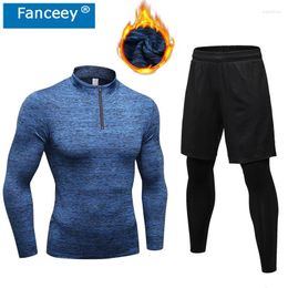 Ropa interior térmica para hombres Fanceey High Collar Winter Men Long Johns Rashgard Shirt Leggings Cálidos Sport Sport Compression Thermo