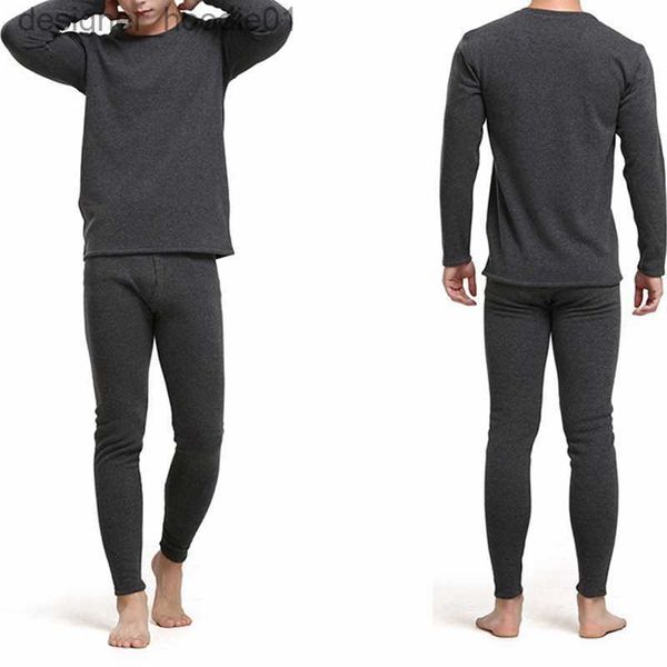 Sous-vêtements thermiques pour hommes GAOKE hiver col rond chaud Long ensemble pour hommes ultra-doux couleur unie mince sous-vêtement thermique grande taille L- LJ201008 L230914