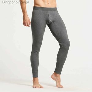 Sous-vêtements thermiques pour hommes H-Q Legging long pour hommes pantalon chaud homme taille basse couleur unie rayonne confortable doux élastique sous-vêtements pour hommes boutonsL231011