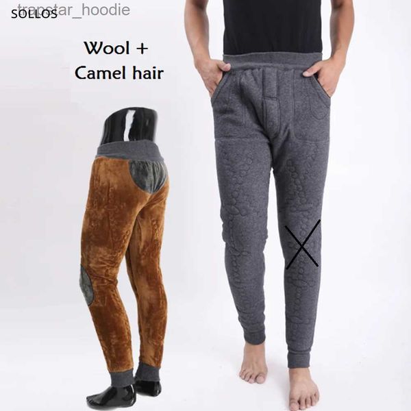 Sous-vêtements thermiques pour hommes laine de cheveux mérinos leggings chauds polaire sous-vêtements thermiques hommes pantalons thermo hiver leggins homme culotte pour hommes pantalon épais L231130