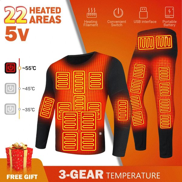 Ropa interior térmica para hombres Calefacción Ropa interior térmica Hombres Ropa de abrigo de invierno Mujeres Chaqueta con calefacción eléctrica Pantalones de algodón Chaqueta de ciclismo Conjunto de pantalones de otoño 231218