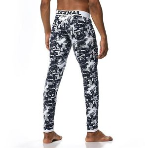 Sous-vêtements thermiques pour hommes Jockmail Long Johns Mode pour hommes Impression à rayures Motif de feuilles arc-en-ciel Pantalon thermique Leggings UnderPant2992