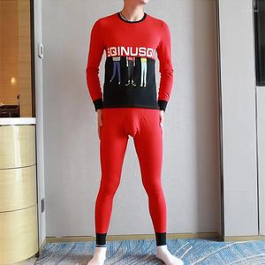 Sous-vêtements thermiques pour hommes Version coréenne de la personnalité Fashion Round Neck Mlin Thin Section Sous Set Long Johns