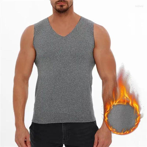 Ropa interior térmica para hombre Laamei chaleco cálido de invierno para hombre mantiene a los hombres termo moldeador de gran tamaño masculino cómodo con terciopelo