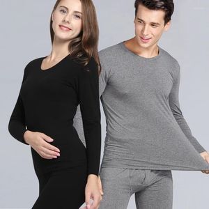 Sous-vêtements thermiques pour hommes hommes et femmes hiver Lycra haute qualité amant coton solide col rond chaud léger longs ensembles de Johns